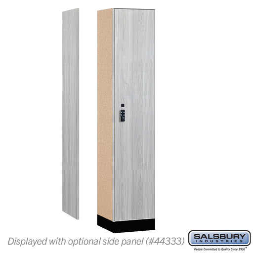 Salsbury 15" Wide Premier Wood Locker - Single Tier - 1 Wide - 6 Feet High - 18" Deep - Silver Teak - Resettable Combination Locks - Sweatfully