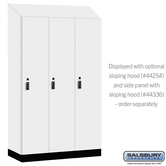 Salsbury 15" Wide Premier Wood Locker - Single Tier - 3 Wide - 6 Feet High - 21" Deep - Arctic White - Resettable Combination Locks - Sweatfully