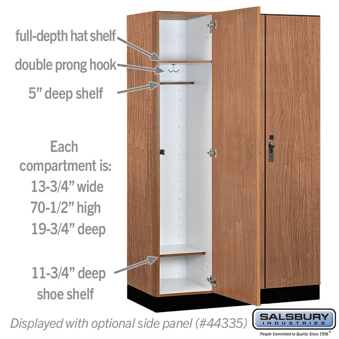 Salsbury 15" Wide Premier Wood Locker - Single Tier - 3 Wide - 6 Feet High - 21" Deep - Red Oak - Hasps - Sweatfully