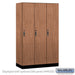 Salsbury 15" Wide Premier Wood Locker - Single Tier - 3 Wide - 6 Feet High - 21" Deep - Red Oak - Hasps - Sweatfully