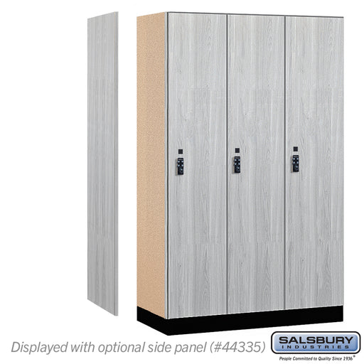 Salsbury 15" Wide Premier Wood Locker - Single Tier - 3 Wide - 6 Feet High - 21" Deep - Silver Teak - Resettable Combination Locks - Sweatfully