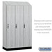 Salsbury 15" Wide Premier Wood Locker - Single Tier - 3 Wide - 6 Feet High - 21" Deep - Silver Teak - Hasps - Sweatfully