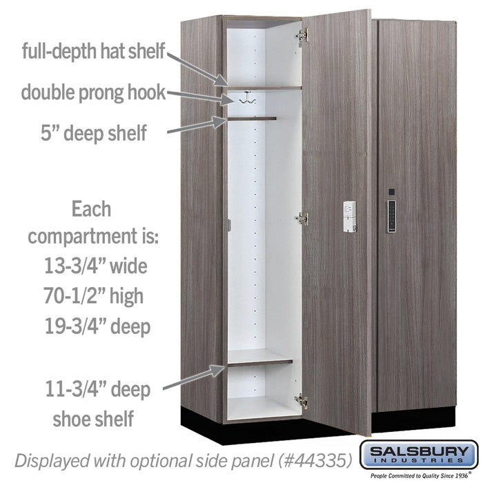 Salsbury 15" Wide Premier Wood Locker - Single Tier - 3 Wide - 6 Feet High - 21" Deep - Skyline Walnut - Electronic Locks - Sweatfully