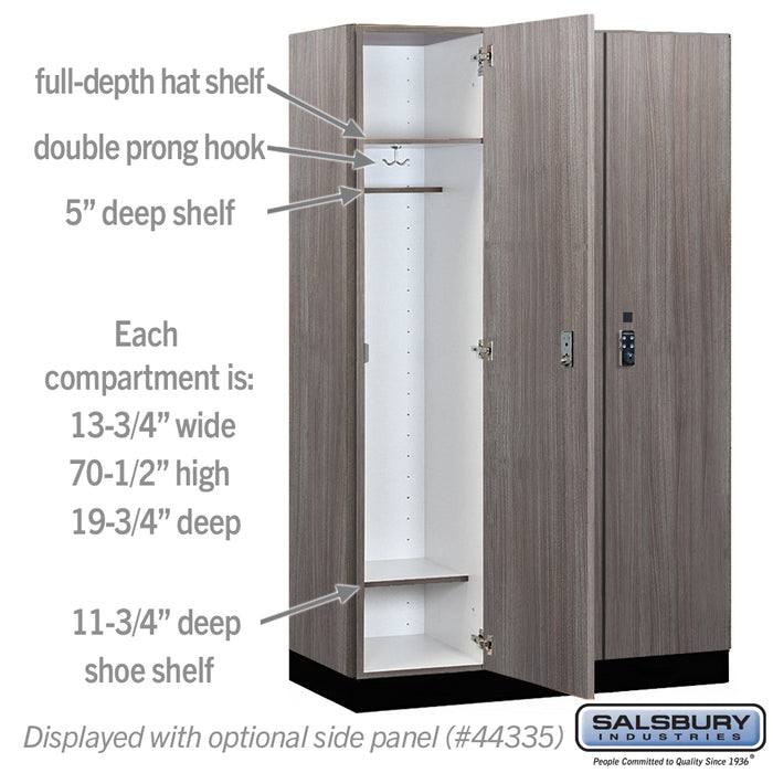 Salsbury 15" Wide Premier Wood Locker - Single Tier - 3 Wide - 6 Feet High - 21" Deep - Skyline Walnut - Resettable Combination Locks - Sweatfully
