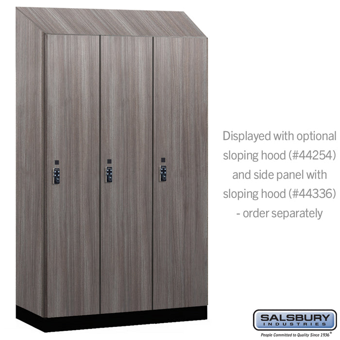 Salsbury 15" Wide Premier Wood Locker - Single Tier - 3 Wide - 6 Feet High - 21" Deep - Skyline Walnut - Resettable Combination Locks - Sweatfully