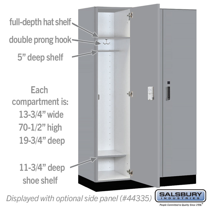Salsbury 15" Wide Premier Wood Locker - Single Tier - 3 Wide - 6 Feet High - 21" Deep - Winter Fog - Electronic Locks - Sweatfully