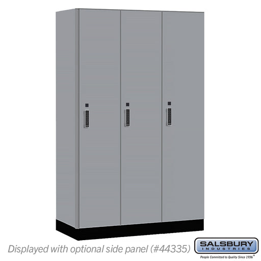 Salsbury 15" Wide Premier Wood Locker - Single Tier - 3 Wide - 6 Feet High - 21" Deep - Winter Fog - Electronic Locks - Sweatfully
