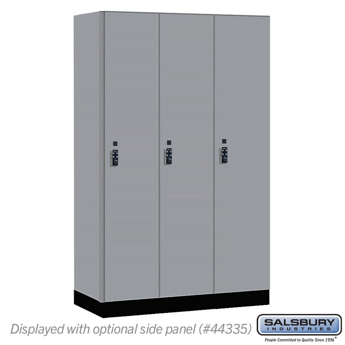 Salsbury 15" Wide Premier Wood Locker - Single Tier - 3 Wide - 6 Feet High - 21" Deep - Winter Fog - Resettable Combination Locks - Sweatfully