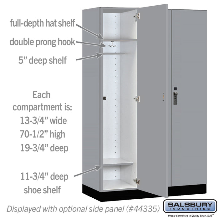 Salsbury 15" Wide Premier Wood Locker - Single Tier - 3 Wide - 6 Feet High - 21" Deep - Winter Fog - Hasps - Sweatfully