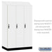 Salsbury 15" Wide Premier Wood Locker - Single Tier - 3 Wide - 6 Feet High - 24" Deep - Arctic White - Hasps - Sweatfully