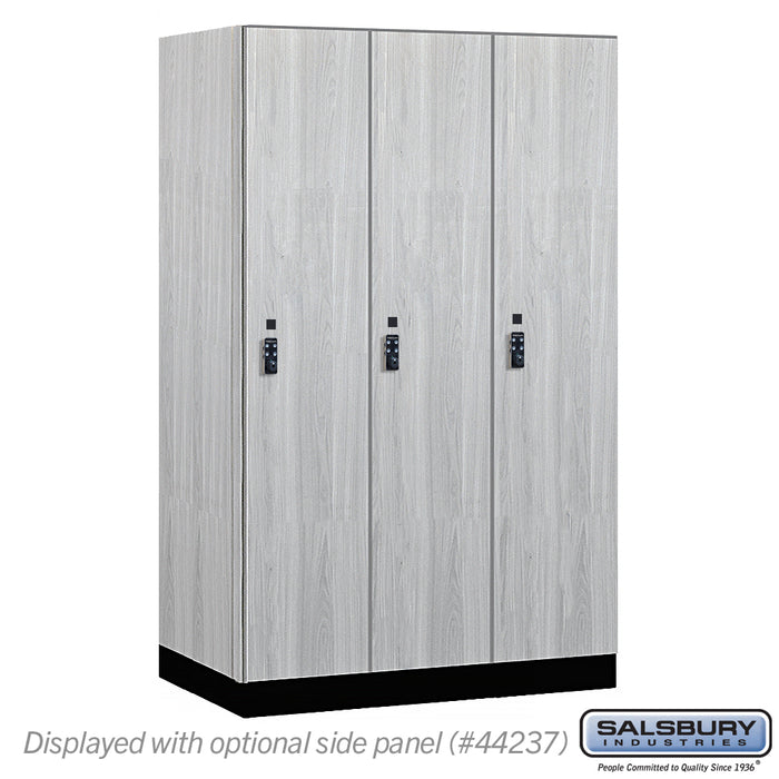 Salsbury 15" Wide Premier Wood Locker - Single Tier - 3 Wide - 6 Feet High - 24" Deep - Silver Teak - Resettable Combination Locks - Sweatfully