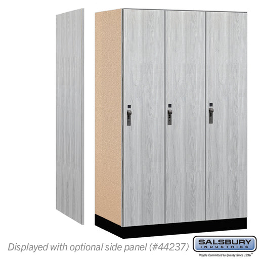 Salsbury 15" Wide Premier Wood Locker - Single Tier - 3 Wide - 6 Feet High - 24" Deep - Silver Teak - Hasps - Sweatfully