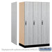 Salsbury 15" Wide Premier Wood Locker - Single Tier - 3 Wide - 6 Feet High - 24" Deep - Silver Teak - Hasps - Sweatfully
