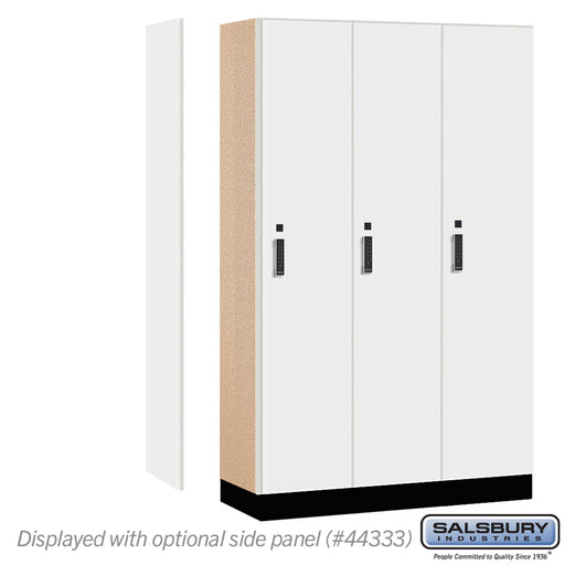 Salsbury 15" Wide Premier Wood Locker - Single Tier - 3 Wide - 6 Feet High - 18" Deep - Arctic White - Electronic Locks - Sweatfully