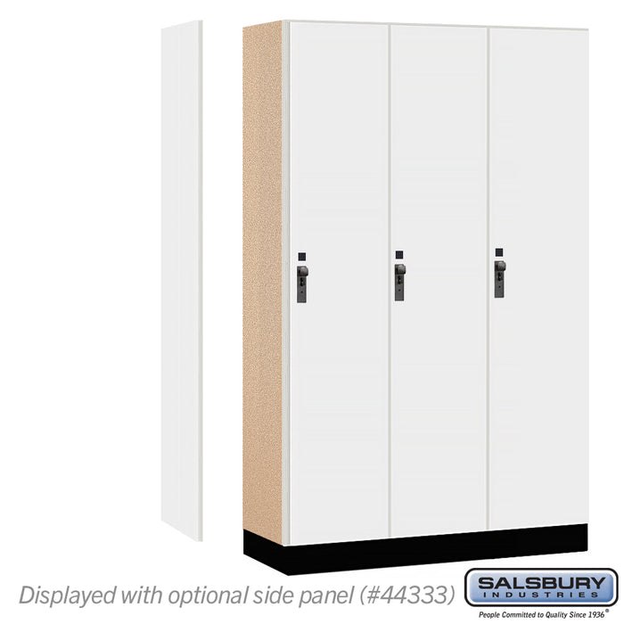 Salsbury 15" Wide Premier Wood Locker - Single Tier - 3 Wide - 6 Feet High - 18" Deep - Arctic White - Hasps - Sweatfully