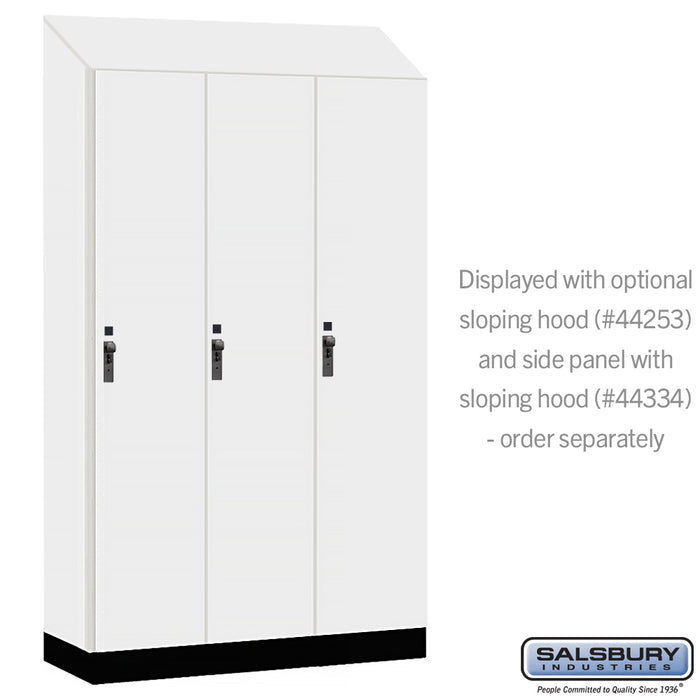Salsbury 15" Wide Premier Wood Locker - Single Tier - 3 Wide - 6 Feet High - 18" Deep - Arctic White - Hasps - Sweatfully