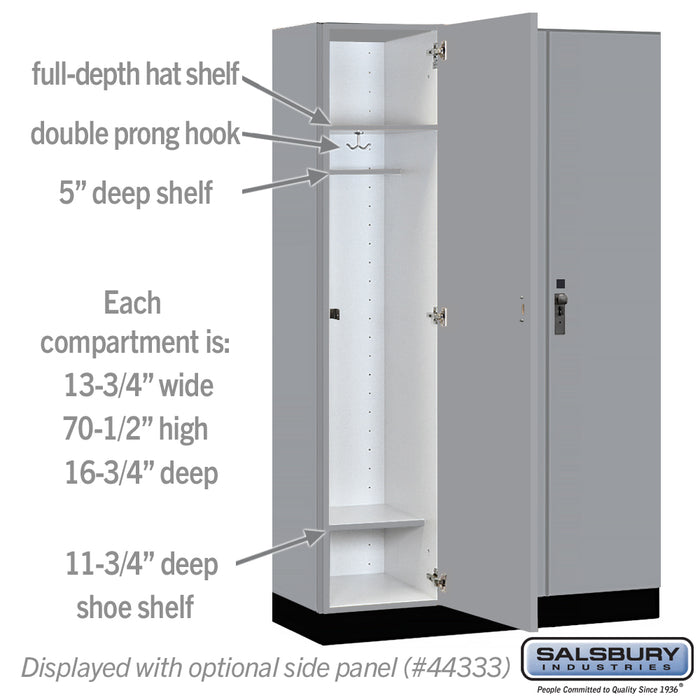 Salsbury 15" Wide Premier Wood Locker - Single Tier - 3 Wide - 6 Feet High - 18" Deep - Winter Fog - Hasps - Sweatfully