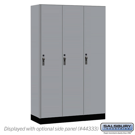 Salsbury 15" Wide Premier Wood Locker - Single Tier - 3 Wide - 6 Feet High - 18" Deep - Winter Fog - Hasps - Sweatfully
