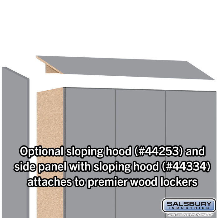 Salsbury 15" Wide Premier Wood Locker - Single Tier - 3 Wide - 6 Feet High - 18" Deep - Winter Fog - Hasps - Sweatfully