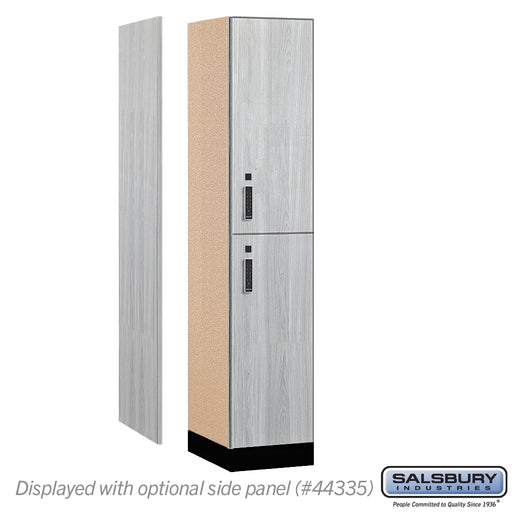 Salsbury 15" Wide Premier Wood Locker - Double Tier - 1 Wide - 6 Feet High - 21" Deep - Silver Teak - Electronic Locks - Sweatfully