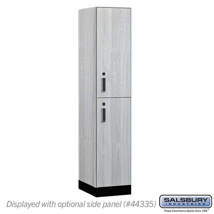 Salsbury 15" Wide Premier Wood Locker - Double Tier - 1 Wide - 6 Feet High - 21" Deep - Silver Teak - Electronic Locks - Sweatfully