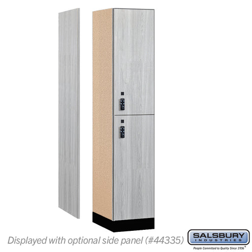 Salsbury 15" Wide Premier Wood Locker - Double Tier - 1 Wide - 6 Feet High - 21" Deep - Silver Teak - Resettable Combination Locks - Sweatfully