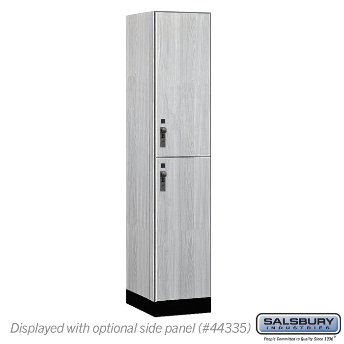 Salsbury 15" Wide Premier Wood Locker - Double Tier - 1 Wide - 6 Feet High - 21" Deep - Silver Teak - Hasps - Sweatfully