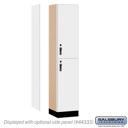 Salsbury 15" Wide Premier Wood Locker - Double Tier - 1 Wide - 6 Feet High - 18" Deep - Arctic White - Hasps - Sweatfully