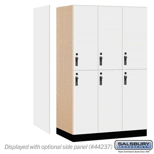 Salsbury 15" Wide Premier Wood Locker - Double Tier - 3 Wide - 6 Feet High - 24" Deep - Arctic White - Hasps - Sweatfully