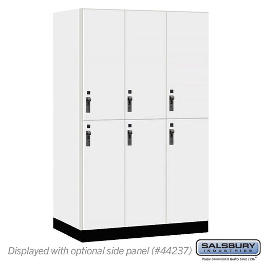 Salsbury 15" Wide Premier Wood Locker - Double Tier - 3 Wide - 6 Feet High - 24" Deep - Arctic White - Hasps - Sweatfully