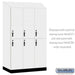 Salsbury 15" Wide Premier Wood Locker - Double Tier - 3 Wide - 6 Feet High - 24" Deep - Arctic White - Hasps - Sweatfully