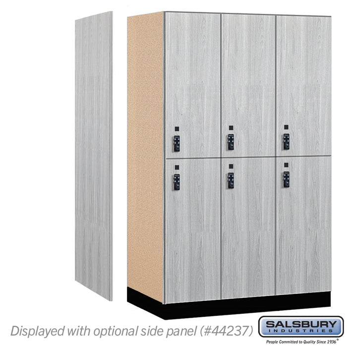 Salsbury 15" Wide Premier Wood Locker - Double Tier - 3 Wide - 6 Feet High - 24" Deep - Silver Teak - Resettable Combination Locks - Sweatfully