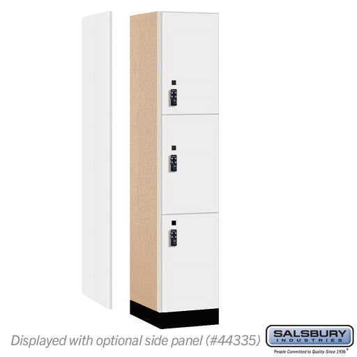 Salsbury 15" Wide Premier Wood Locker - Triple Tier - 1 Wide - 6 Feet High - 21" Deep - Arctic White - Resettable Combination Locks - Sweatfully