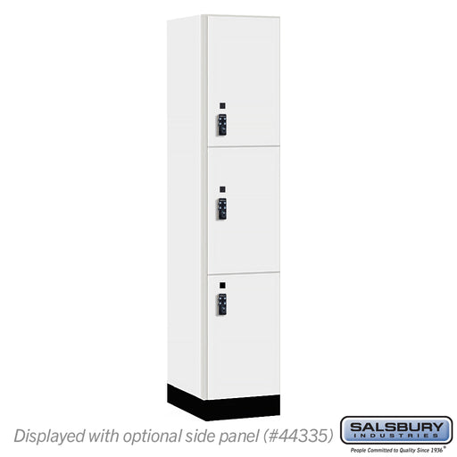 Salsbury 15" Wide Premier Wood Locker - Triple Tier - 1 Wide - 6 Feet High - 21" Deep - Arctic White - Resettable Combination Locks - Sweatfully