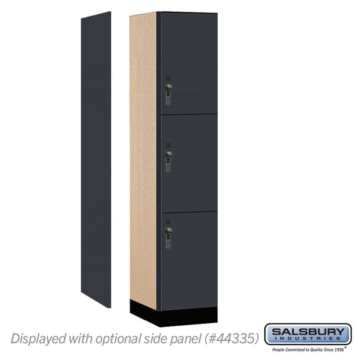 Salsbury 15" Wide Premier Wood Locker - Triple Tier - 1 Wide - 6 Feet High - 21" Deep - Carbon Mesh - Hasps - Sweatfully