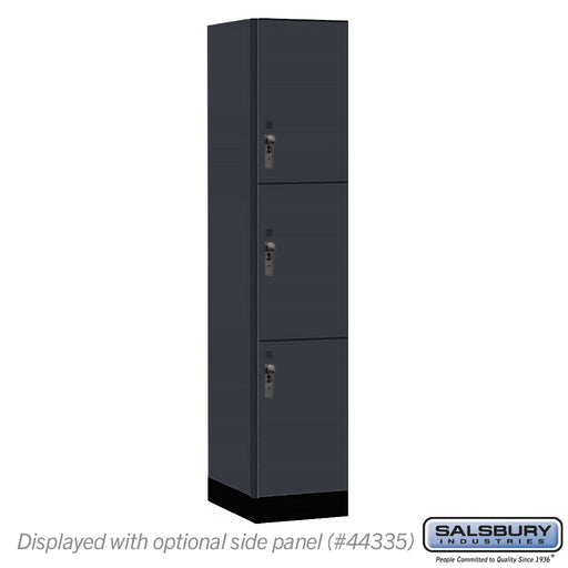 Salsbury 15" Wide Premier Wood Locker - Triple Tier - 1 Wide - 6 Feet High - 21" Deep - Carbon Mesh - Hasps - Sweatfully