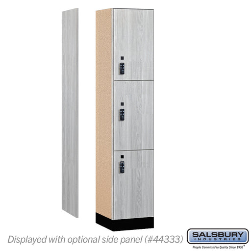 Salsbury 15" Wide Premier Wood Locker - Triple Tier - 1 Wide - 6 Feet High - 18" Deep - Silver Teak - Resettable Combination Locks - Sweatfully