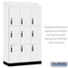 Salsbury 15" Wide Premier Wood Locker - Triple Tier - 3 Wide - 6 Feet High - 21" Deep - Arctic White - Electronic Locks - Sweatfully