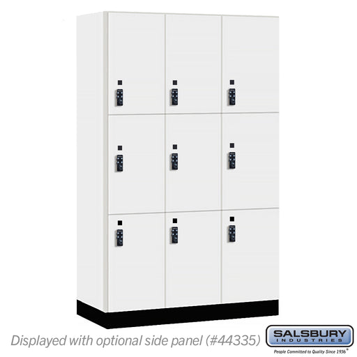 Salsbury 15" Wide Premier Wood Locker - Triple Tier - 3 Wide - 6 Feet High - 21" Deep - Arctic White - Resettable Combination Locks - Sweatfully