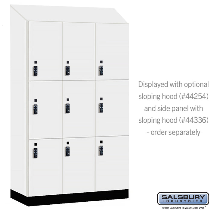 Salsbury 15" Wide Premier Wood Locker - Triple Tier - 3 Wide - 6 Feet High - 21" Deep - Arctic White - Resettable Combination Locks - Sweatfully