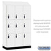 Salsbury 15" Wide Premier Wood Locker - Triple Tier - 3 Wide - 6 Feet High - 21" Deep - Arctic White - Resettable Combination Locks - Sweatfully