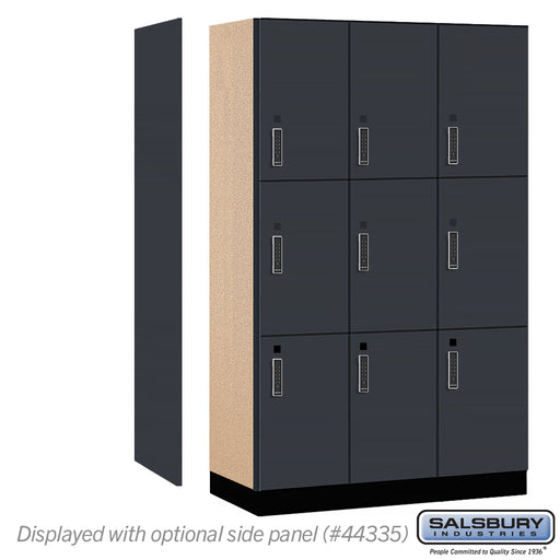 Salsbury 15" Wide Premier Wood Locker - Triple Tier - 3 Wide - 6 Feet High - 21" Deep - Carbon Mesh - Electronic Locks - Sweatfully