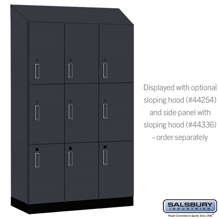 Salsbury 15" Wide Premier Wood Locker - Triple Tier - 3 Wide - 6 Feet High - 21" Deep - Carbon Mesh - Electronic Locks - Sweatfully