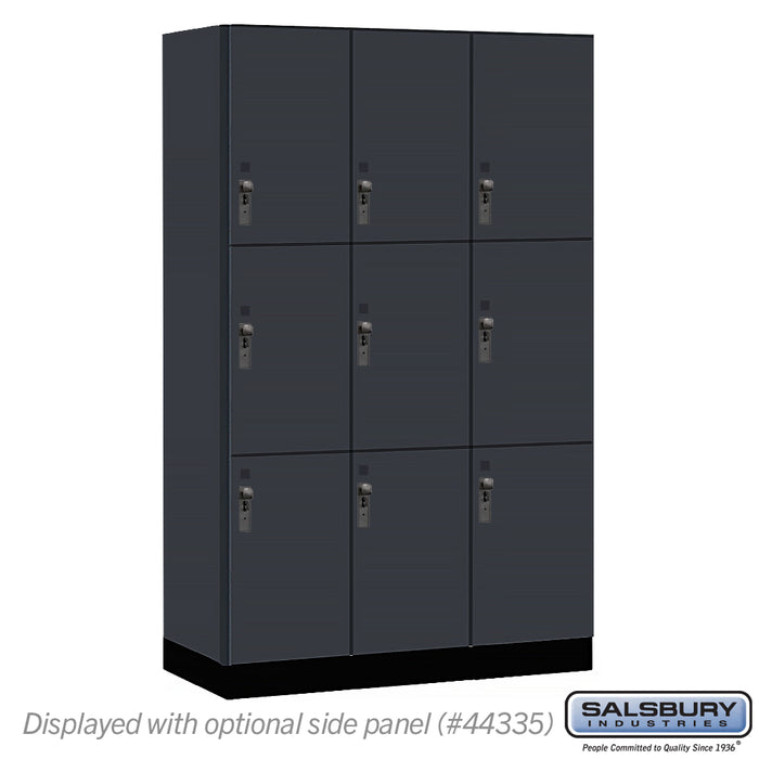 Salsbury 15" Wide Premier Wood Locker - Triple Tier - 3 Wide - 6 Feet High - 21" Deep - Carbon Mesh - Hasps - Sweatfully