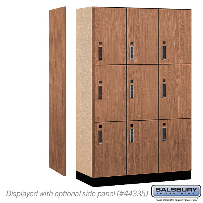 Salsbury 15" Wide Premier Wood Locker - Triple Tier - 3 Wide - 6 Feet High - 21" Deep - Red Oak - Electronic Locks - Sweatfully