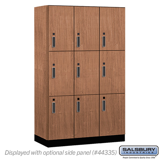 Salsbury 15" Wide Premier Wood Locker - Triple Tier - 3 Wide - 6 Feet High - 21" Deep - Red Oak - Electronic Locks - Sweatfully