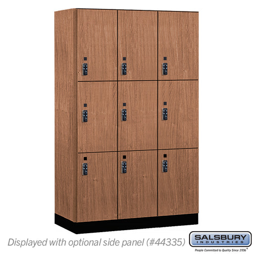 Salsbury 15" Wide Premier Wood Locker - Triple Tier - 3 Wide - 6 Feet High - 21" Deep - Red Oak - Resettable Combination Locks - Sweatfully