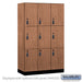Salsbury 15" Wide Premier Wood Locker - Triple Tier - 3 Wide - 6 Feet High - 21" Deep - Red Oak - Resettable Combination Locks - Sweatfully