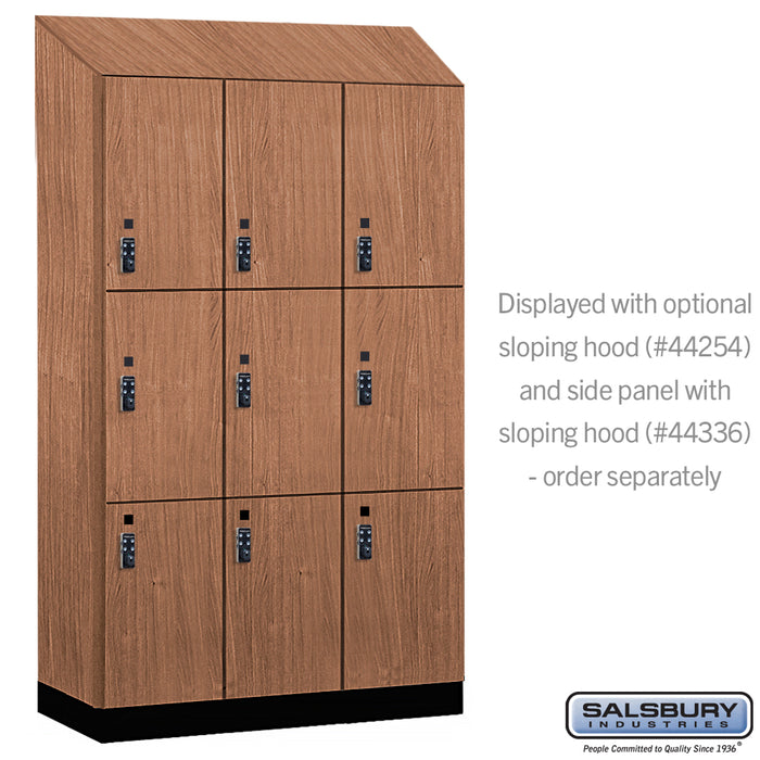 Salsbury 15" Wide Premier Wood Locker - Triple Tier - 3 Wide - 6 Feet High - 21" Deep - Red Oak - Resettable Combination Locks - Sweatfully