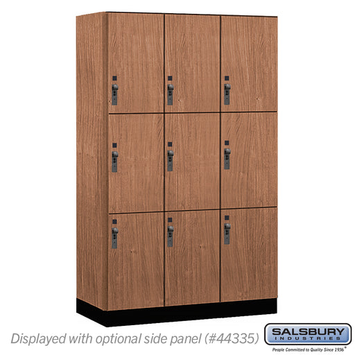 Salsbury 15" Wide Premier Wood Locker - Triple Tier - 3 Wide - 6 Feet High - 21" Deep - Red Oak - Hasps - Sweatfully